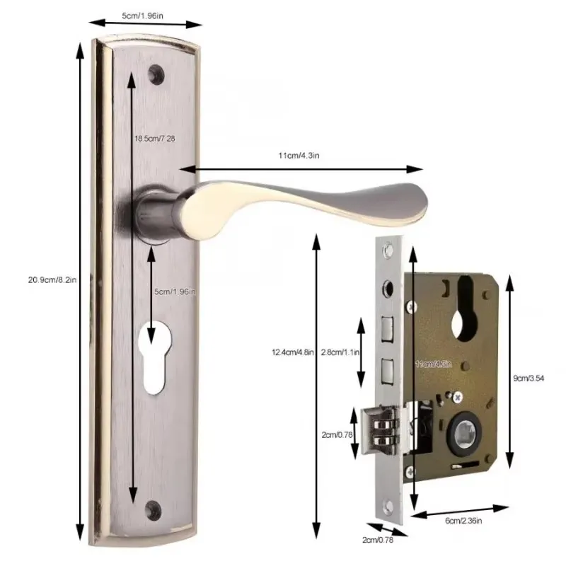 Gold Door Handle Lock Silent H - Furniture Hardware Decorative recensie en prijs